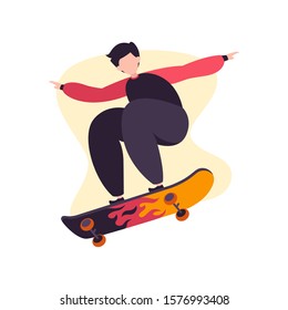Skater boy character, vector flat illustration