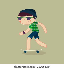 skater boy character. vector illustration