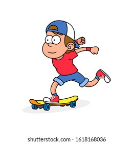 Skater boy character, vector retro cartoon illustration