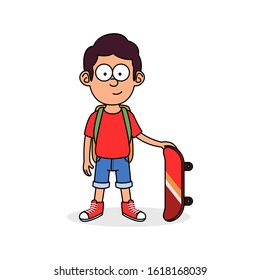 Skater boy character, vector retro cartoon illustration