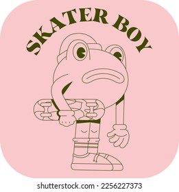 Skater boy frog retro