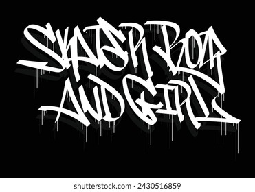 SKATER BOY AND GIRL word graffiti tag style