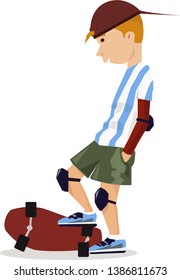 Skater boy with his skateboard - vector