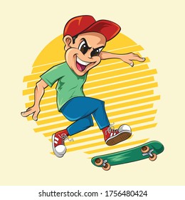 Skater Boy Jump Vector Illustration
