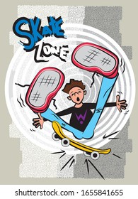 Skater boy jumping vector illustration 