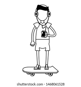 skater boy with music player isolated symbol Vector design illustration