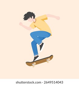 Skater Boy Performing Skateboard Trick – Youth Sports Vector Illustration