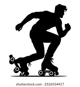  Skater boy riding wheels. roller skate vector.