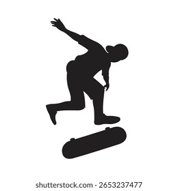 skater boy silhoutte vector art design