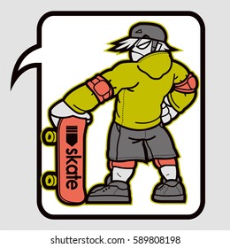 Skater boy with skateboard inside a speech bubble