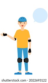 Skater boy talking, with speech bubble