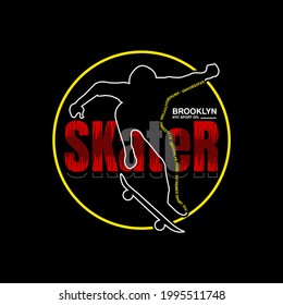  skater, Brooklyn, freestyle action, typography graphic design, for t-shirt prints,etc. vector illustration
