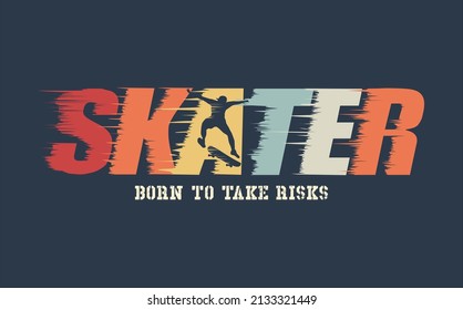  Skater, Brooklyn,NYC , typography graphic design, for t-shirt prints, vector illustration