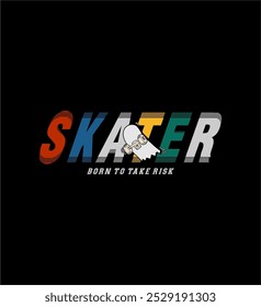 Skater, Brooklyn,NYC , typography graphic design, for t-shirt prints, vector illustration