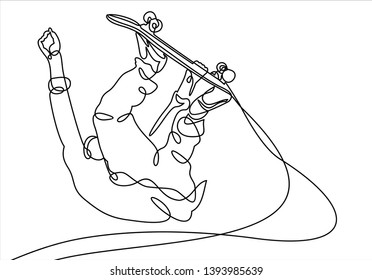 Skater continuous line vector illustration