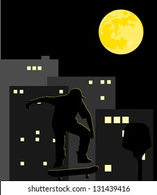 Skater in the dark night