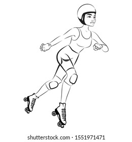 Skater Derby Girl illustration of a roller derby girl drawing skate activity