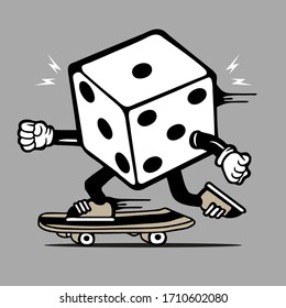 Skater Dice Cube Skateboarding Character Design