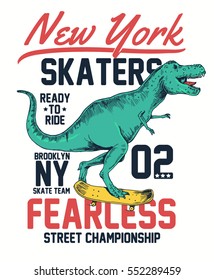 Ilustração vetorial de personagem dinossauro Skater