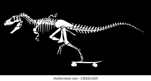 Skater dinosaur fossil vector illustration.