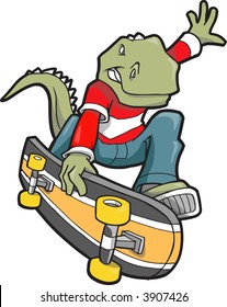 Skater Dinosaur Vector Illustration