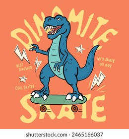 skater dinosaur vector illustration graphic