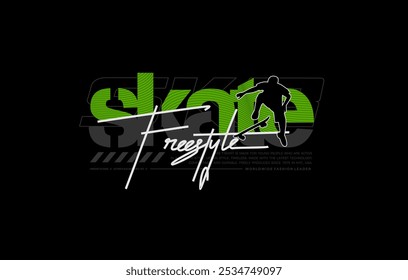 skater, freestyle typography graphic design, for t-shirt prints, vector illustration 