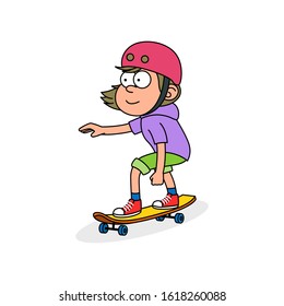 Skater girl character, vector retro cartoon illustration
