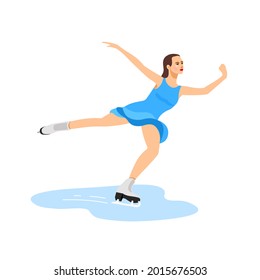 Chica de patinaje. La chica está comprometida con el patinaje artístico. Deporte de invierno. Ilustración vectorial sobre fondo blanco.