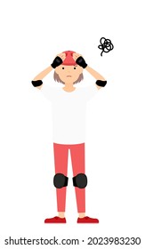Skater Girl worrying with her head in her hands