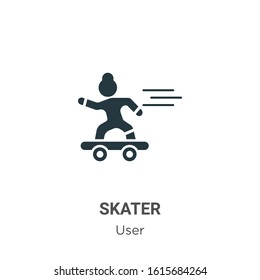 Skater glyph icon vector on white background. Flat vector skater icon symbol sign from modern user collection for mobile concept and web apps design.