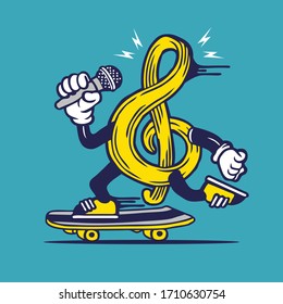 Skater G-Note Musical Symbol Skateboarding Character Design