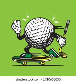 Skater Golf Ball Skateboarding Character Design