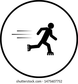 Skater mit großer Geschwindigkeit mit Inline-Rollskilometer-Symbol