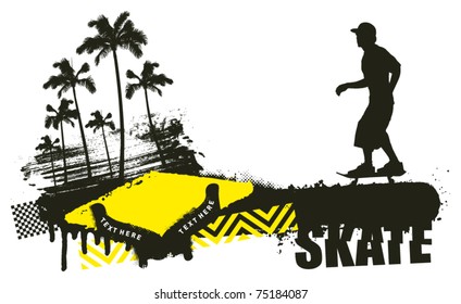 skater with grunge summer scene