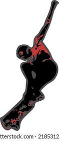 A skater holding skateboard while jump