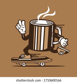 Skater Hot Coffee Mug Skateboarding Character Design