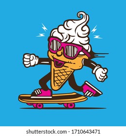 Skater Ice Cream Cone Skateboarding Diseño Persona