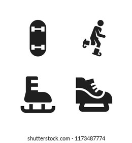 skater icon. 4 skater vector icons set. ice skate and skateboard icons for web and design about skater theme