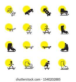 skater icons. Editable 16 skater icons. Included icons such as Ice Skate, Skateboard, Ice skate. skater trendy icons for web.