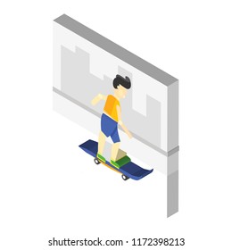 Skater isometric left top view 3D icon