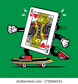 Skater King Poker Card Skateboarding Character Design