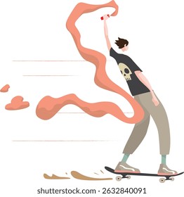 Skater light the smoke in speed