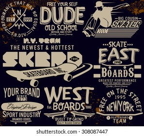 Skater Logo Set, Vintage Logo Set