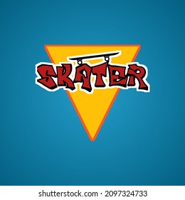skater logo vector with graffiti writing concept