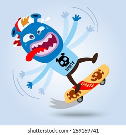 skater monster. monster vector graphic
