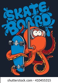 skater, octopus vector character design