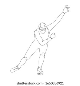 Skater one line drawing on white isolated background. Vector illustration