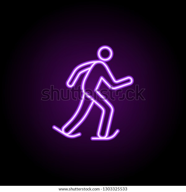 Skater Outline Icon Elements Sport Neon Stock Vector Royalty Free