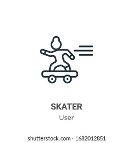 Skater outline vector icon. Thin line black skater icon, flat vector simple element illustration from editable user concept isolated stroke on white background